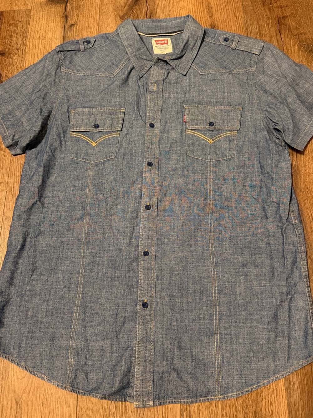 Levi's Men's Short-Sleeve Chambray Button-Down Shirt - Light Blue size XXL